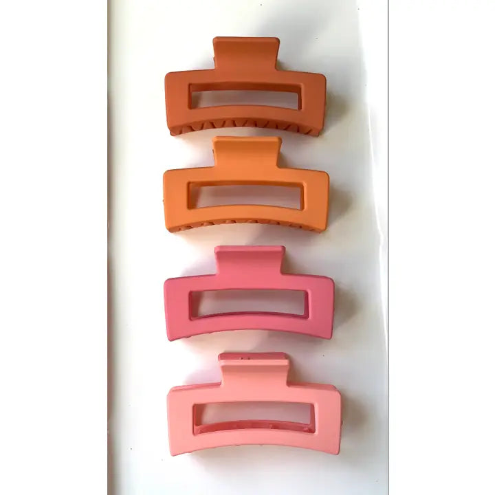 3 pc - Medium Hair Claw Clips - Pink & Orange