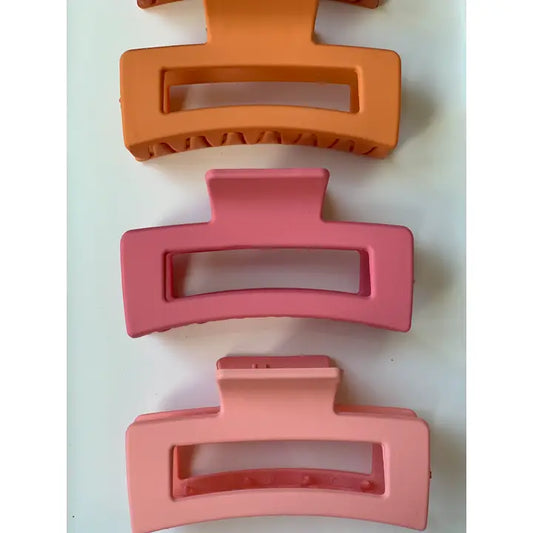 3 pc - Medium Hair Claw Clips - Pink & Orange